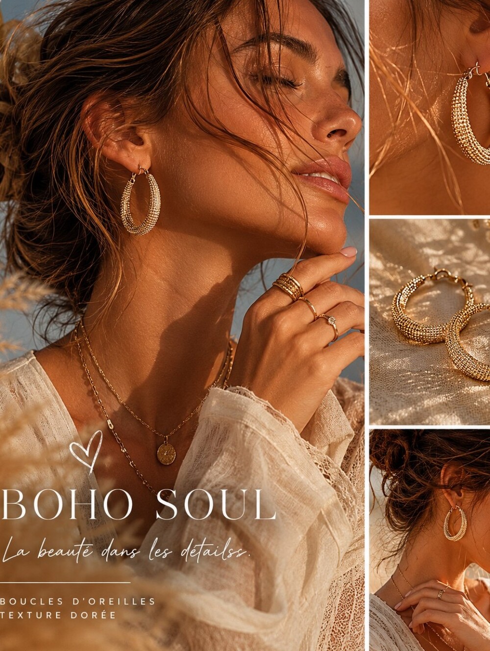Textured Gold Twisted Hoop Earrings - Women's Fashion Jewelry